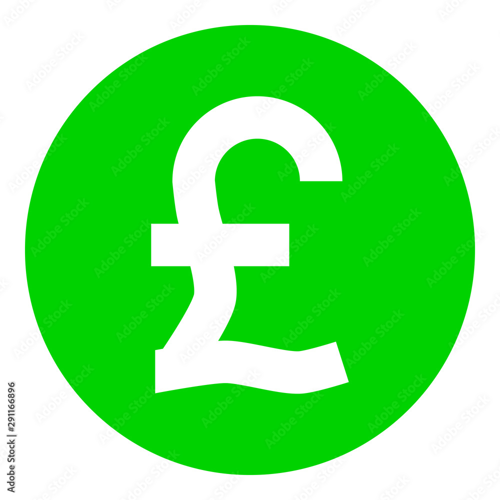 Pound currency sign symbol - green simple inside of circle, isolated - vector Pound currency sign symbol - green simple inside of circle, isolated - vector