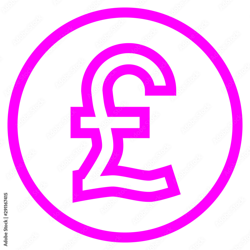 Pound currency sign symbol - purple-pink simple outline inside of circle, isolated - vector Pound currency sign symbol - purple-pink simple outline inside of circle, isolated - vector