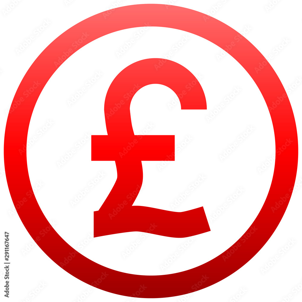Pound currency sign symbol - red simple gradient inside of circle, isolated - vector Pound currency sign symbol - red simple gradient inside of circle, isolated - vector