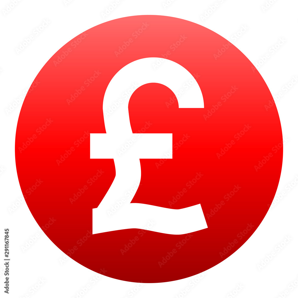 Pound currency sign symbol - red simple gradient inside of circle, isolated - vector Pound currency sign symbol - red simple gradient inside of circle, isolated - vector