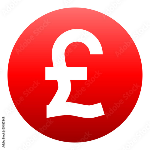 Pound currency sign symbol - red simple gradient inside of circle, isolated - vector
