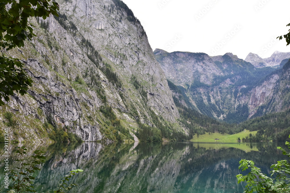 recflecting lake Obersee near Konigsee ,Berchtesgaden nature reserve,German recflecting lake Obersee near Konigsee ,Berchtesgaden nature reserve,German
