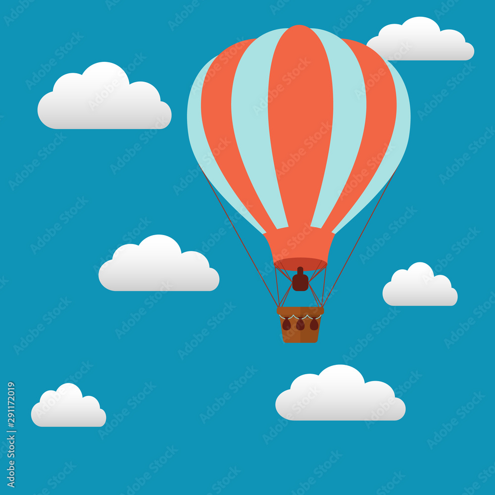 Fototapeta premium Hot air baloon in the sky vector illustration