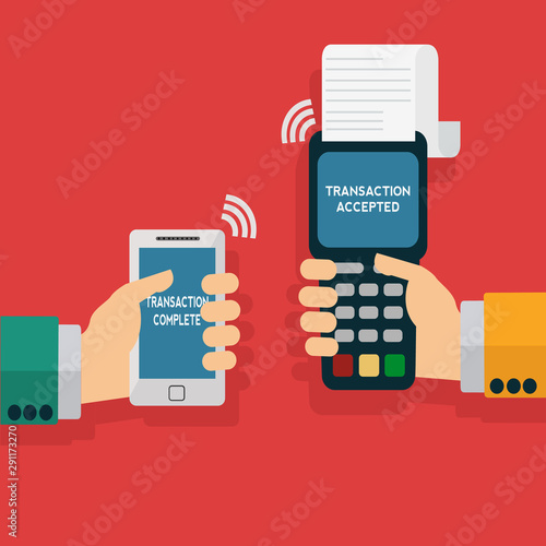 Wireless mobile payment via smartphone vector illustration