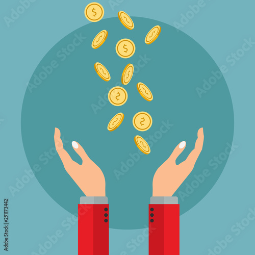 Getting money, payment or valuing money, saving vector concept