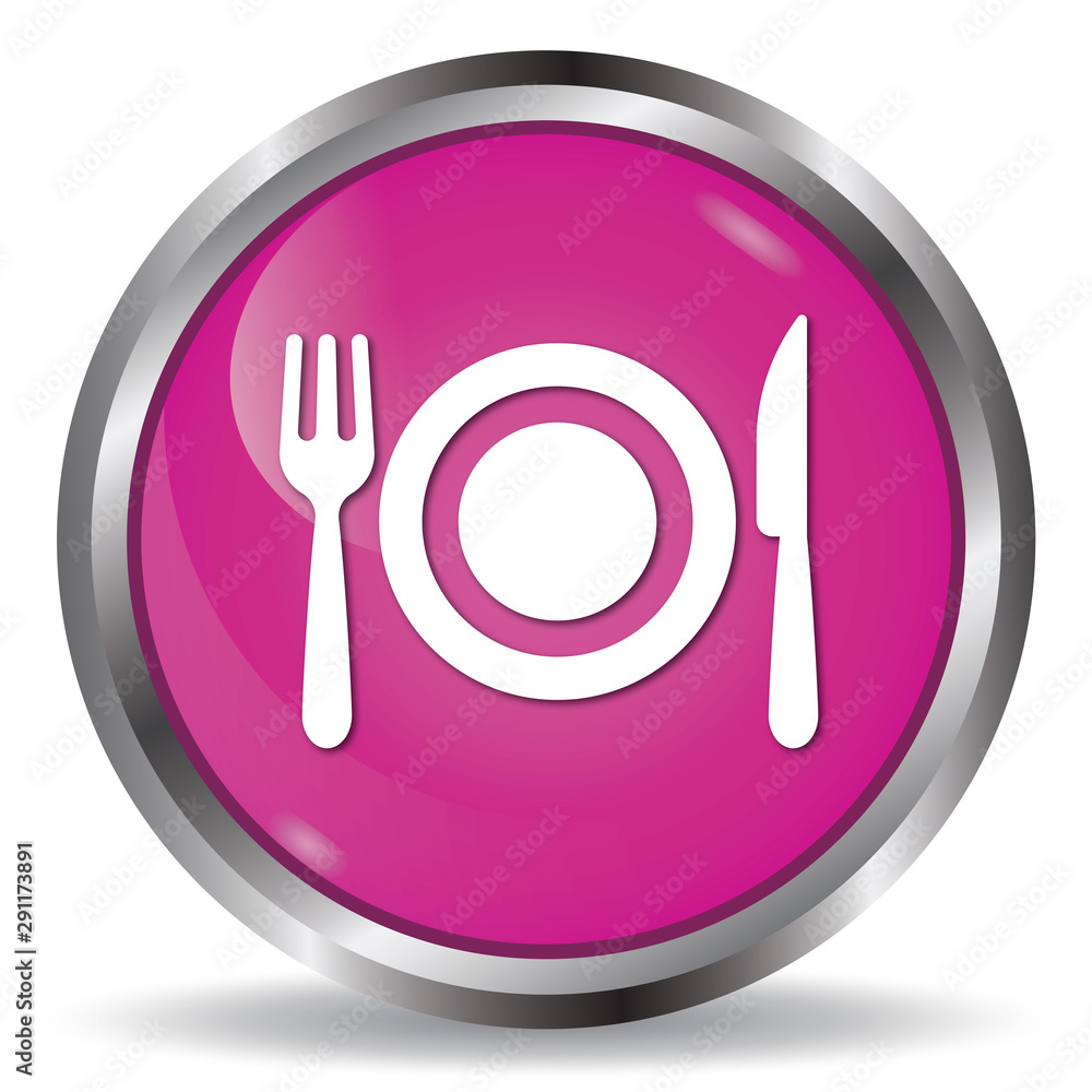 Food icon pink glossy round button Food icon pink glossy round button