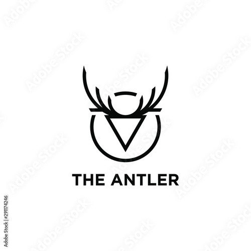 simple line abstract antler circle black logo design template