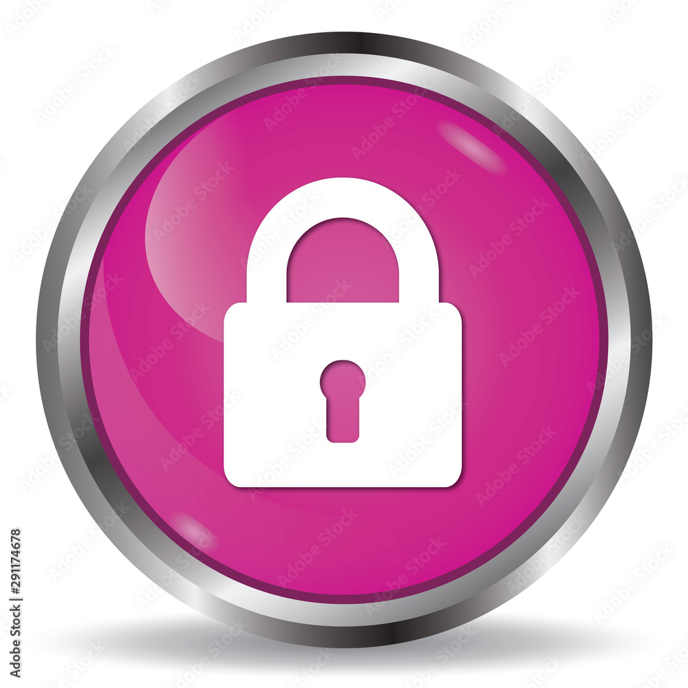 Security icon pink glossy round button Security icon pink glossy round button