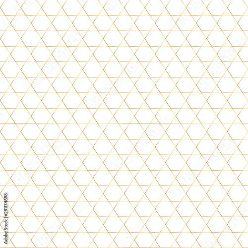 Seamless geometrical pattern. White background with golden ornament. Vector golden  repetitive pattern. Golden gradient texture. Geometrical background. Golden triangles pattern.