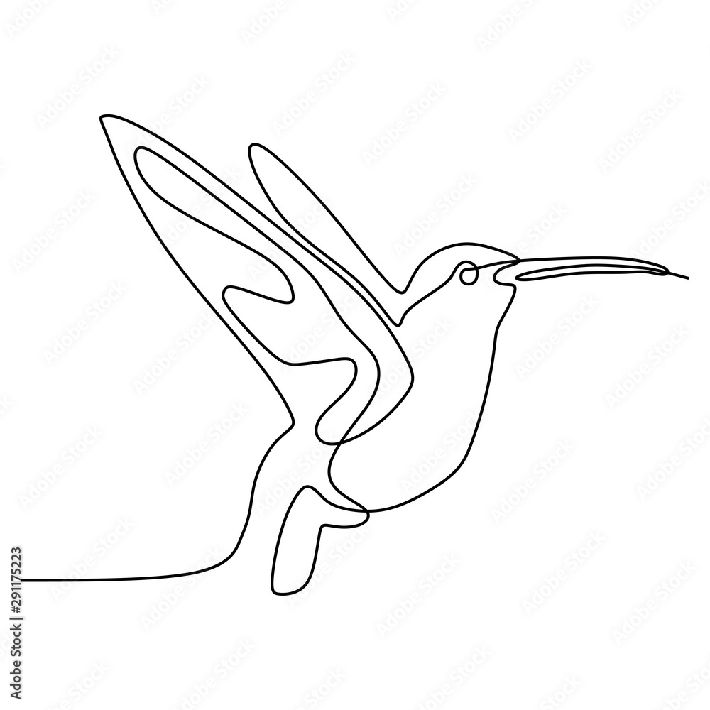 one line drawing of hummingbird minimalism drawing vector illustration ...