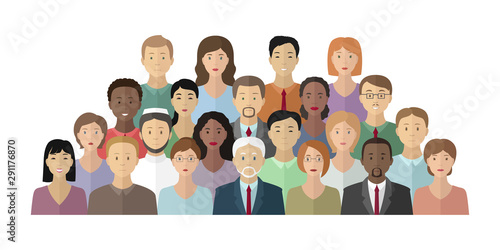 Group of different nationality people. Multinational society. Vector illustration.