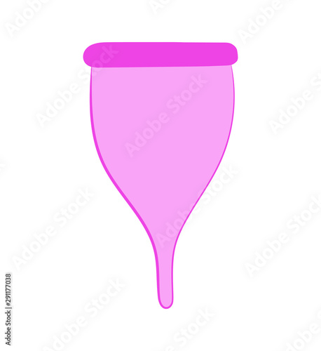 Hygiene product during menstruation. Menstrual cup. Doodle icon. Zero waste.
