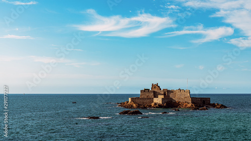 Fort National being a part of ancient naval defense system of Saint Malo at high tide, Saint Malo, France © pablo_1960