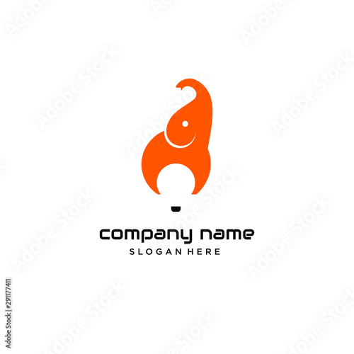 elephant logo simple playful black electric bulb modern design