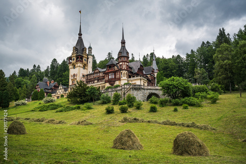 View of Peles castle in Sinaia, Romania