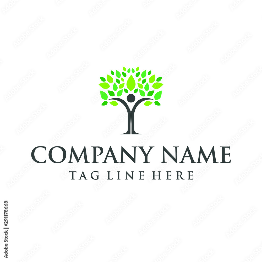 Obraz premium growth tree logo vibrant green illustration of company design idea