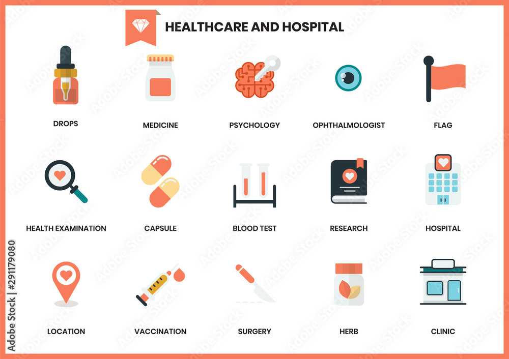 Hospital icons set for business Hospital icons set for business