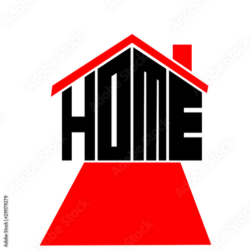 Home text. ector illustration logo for home, flat design.