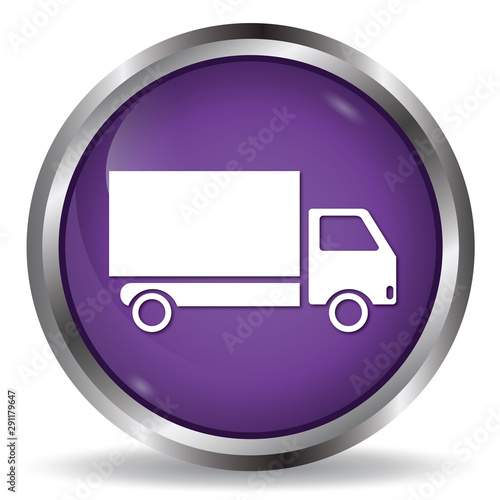 Truck icon purple glossy round button 