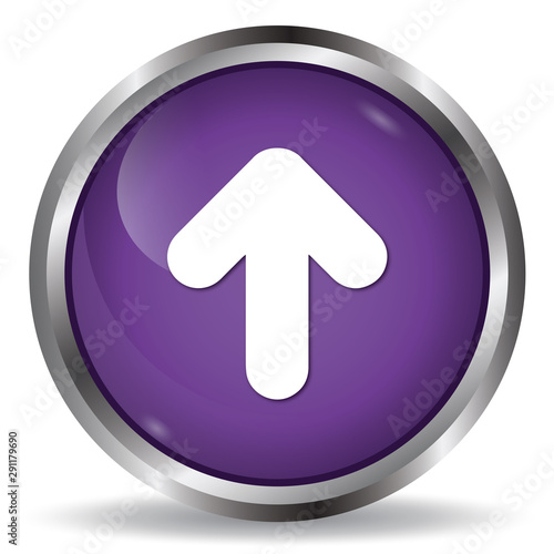 Up arrow icon purple glossy round button 