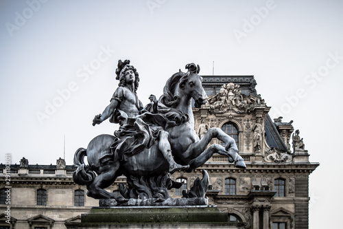Fototapeta Equestrian statue, King Louis XIV of Louvre Museum