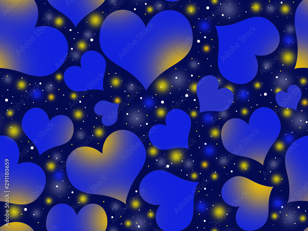 Fototapeta premium blue hearts on a dark background.