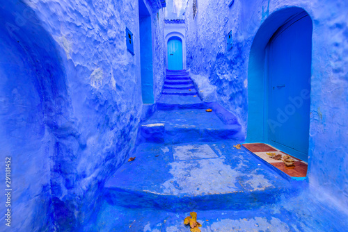 Sightseeing of Morocco. Beautiful blue medina of Chefchaouen town in Morocco © r_andrei