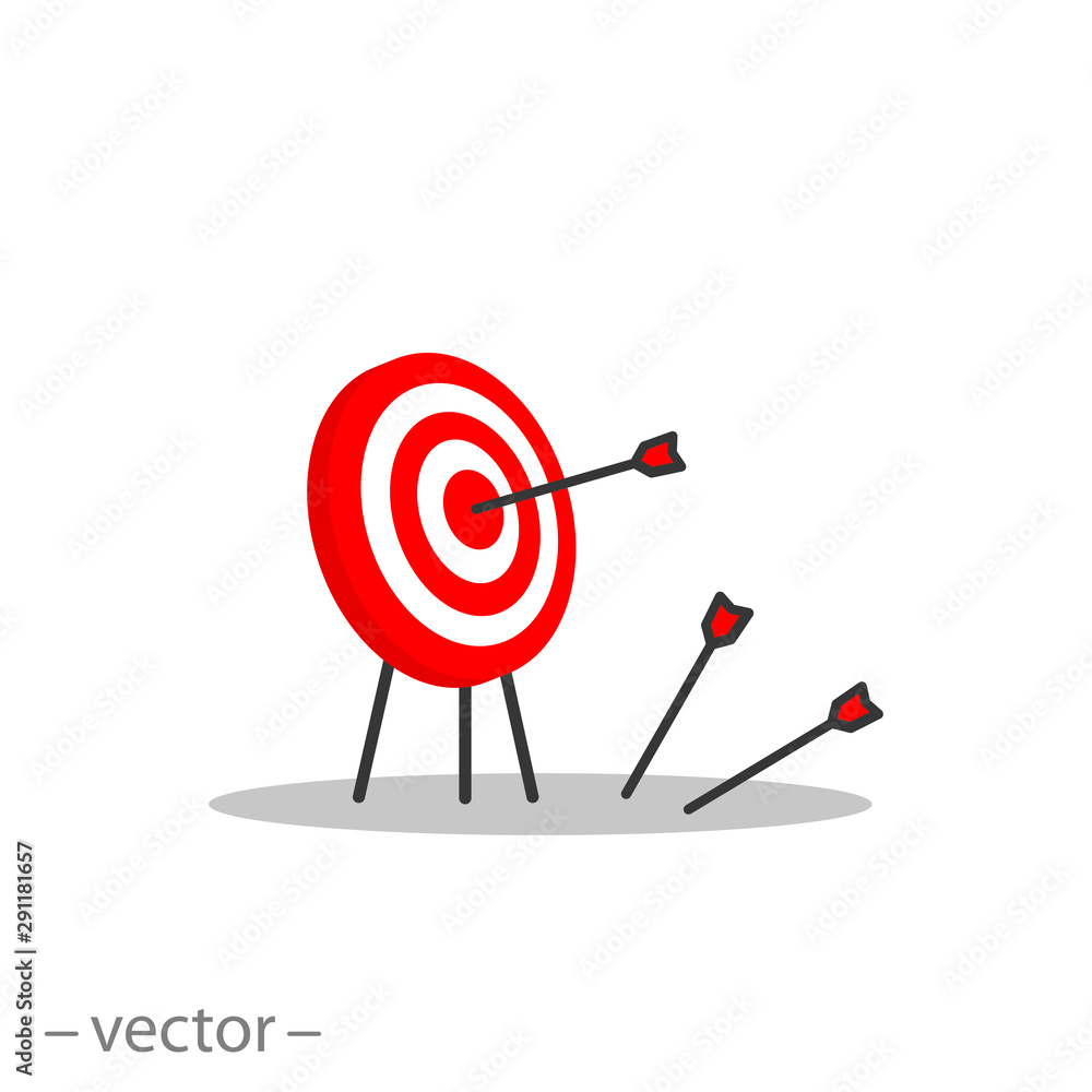 target icon, marketing strategy, business concept, thin line web symbols on white background - editable stroke vector illustration eps10