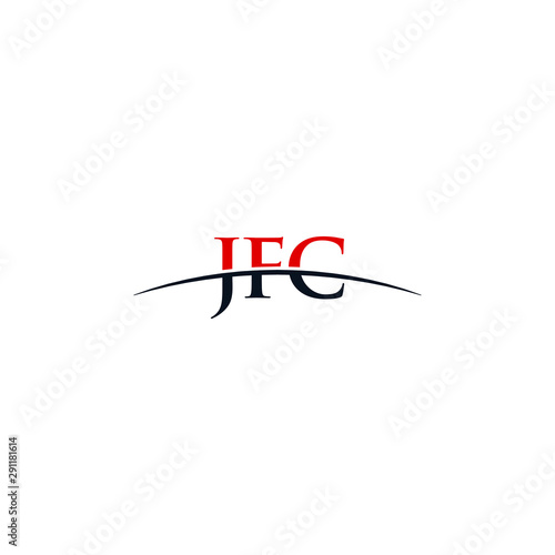 Initial letter JFC, overlapping movement swoosh horizon logo company design inspiration in red and dark blue color vector