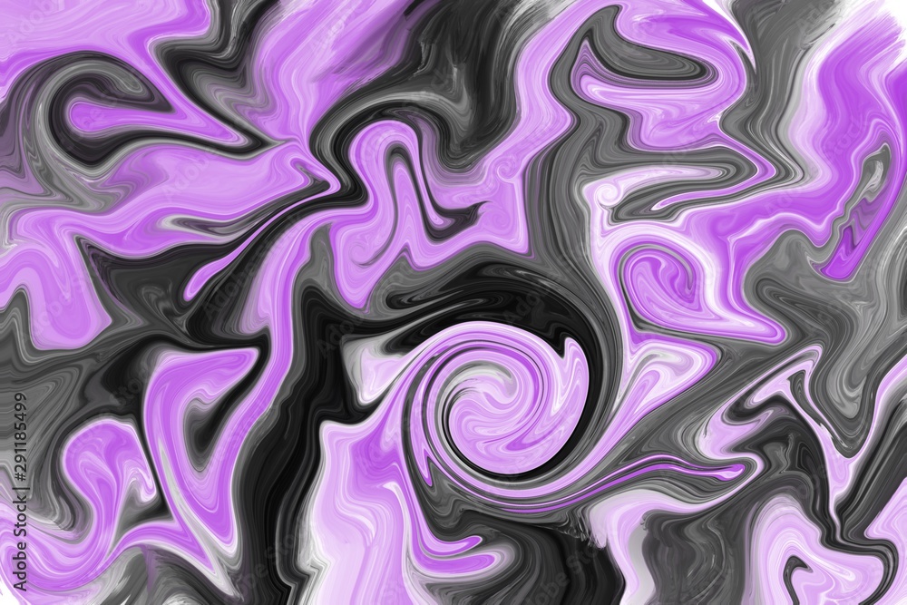 Fototapeta premium abstract marbled waves and whirls in black and purple on a white background