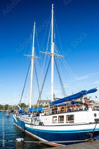 Sailing yacht in Stockholm marina, Sweden.