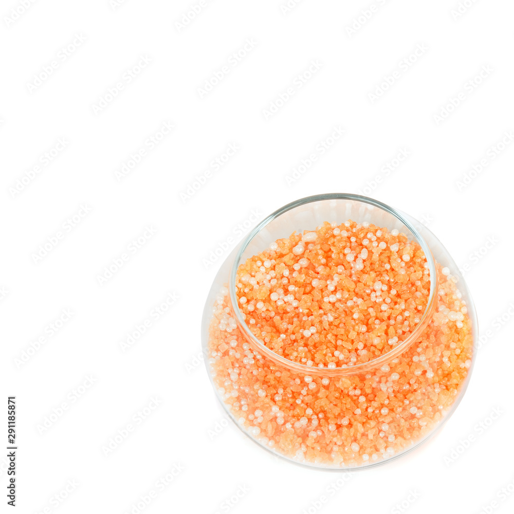 Bath salt isolated on white background. Free space for text. Bath salt isolated on white background. Free space for text.