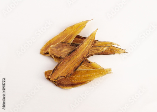 group of dried sole fish, cooking ingredients, salted fish, dried salted fish,