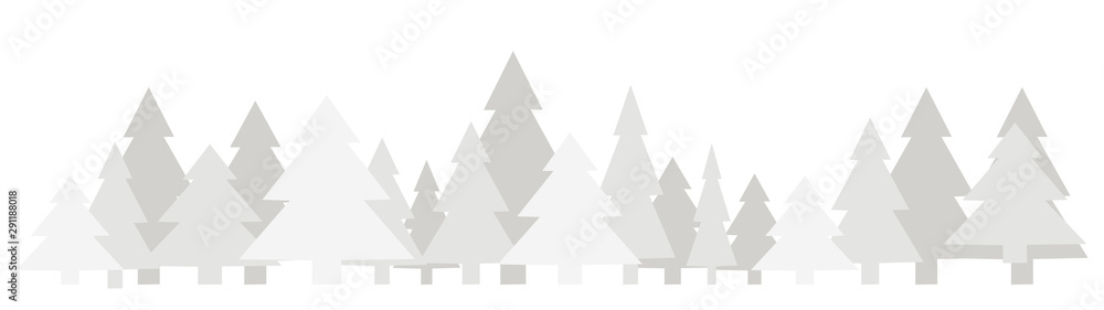 Obraz premium Minimalist Christmas tree forest banner grey vector illustration