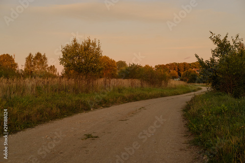 Gravel road in sunset