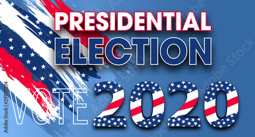 United States of America Presidential Election. Vote 2020 USA dynamic design elements for flyer, presentations, poster. Colorful modern abstract banner the color of national flag. Vector