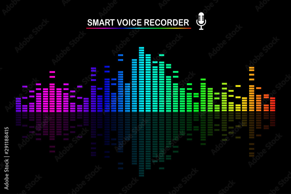 Sound audio wave from equalizer. Music frequency in color spectrum. Vector flat design Sound audio wave from equalizer. Music frequency in color spectrum. Vector flat design