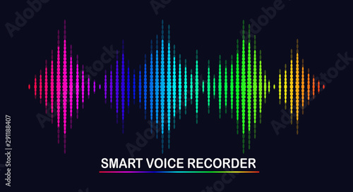 Sound audio wave from equalizer. Music frequency in color spectrum. Vector flat design