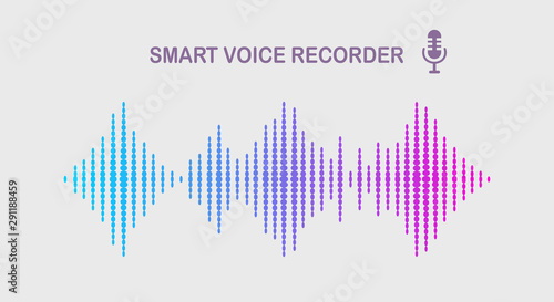 Sound audio wave from equalizer. Music frequency in color spectrum. Vector flat design