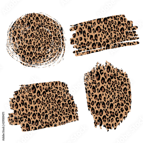 Fashionable leopard background in the form of spots, brush strokes. For your design, cards, print, posters.