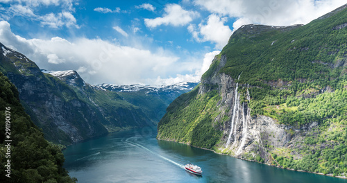 Seven sisters waterfall, Geiranger, Geirangerfjord, Norway photo