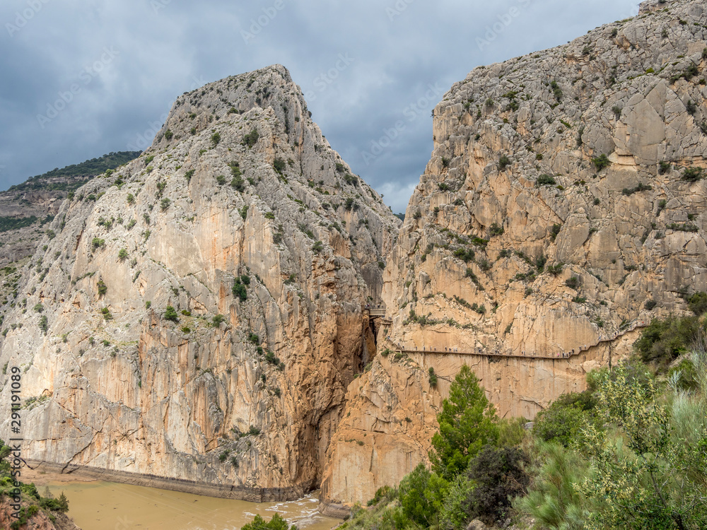 Fototapeta premium Walkways and cliffs of Caminito del Rey, .Malaga, Andalusia, Spain.April 24 2019