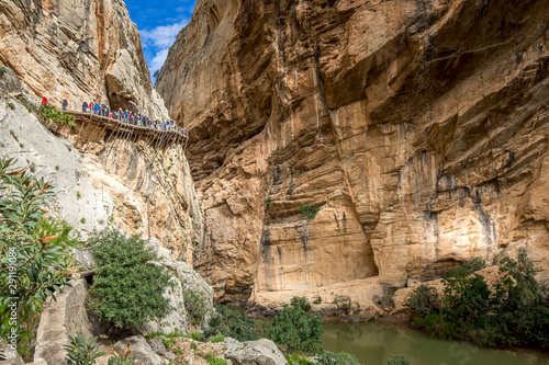 Walkways and  cliffs of Caminito del Rey, .Malaga, Andalusia, Spain.April 24 2019