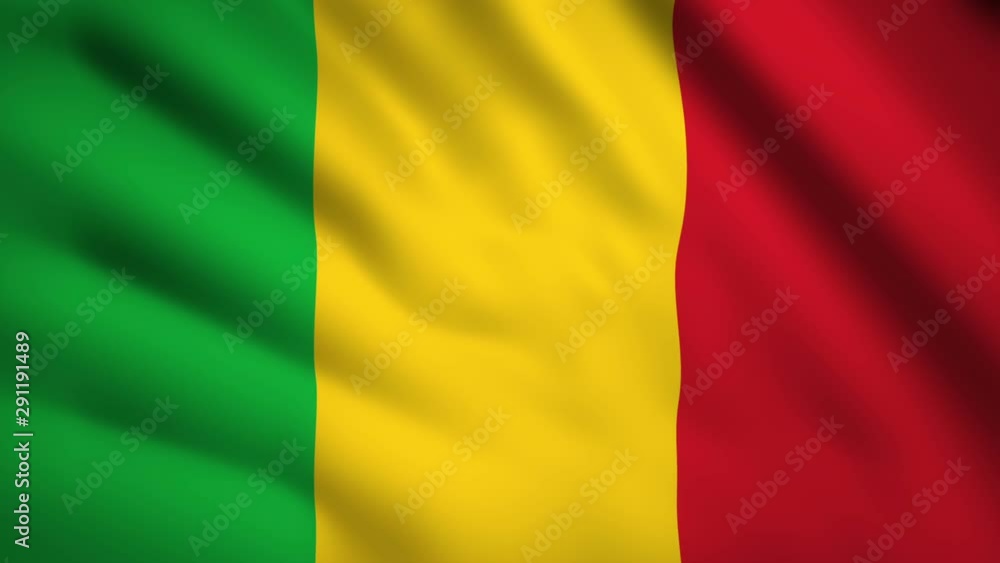 Mali flag Motion video waving in wind. Flag Closeup 1080p HD footage Mali flag Motion video waving in wind. Flag Closeup 1080p HD footage