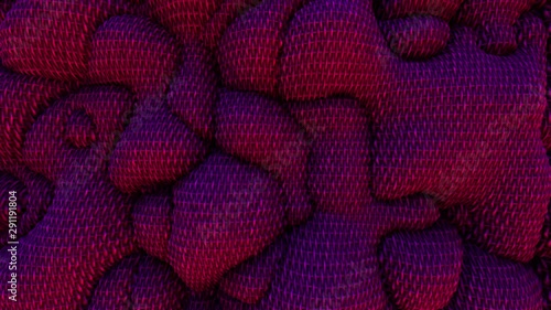 3d Looped abstract wicker background. Wavy surface with ripples and bubbles. Trendy vibrant texture, fashion textile, graphic design, animated basket or wool texture. photo