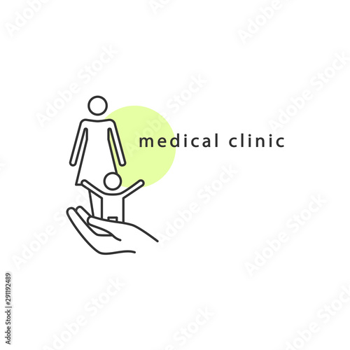 Mother and child. Health care, medical clinic, treatment and therapy, artificial insemination. Simple linear icon.