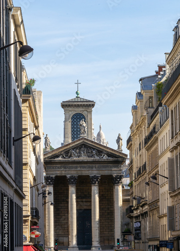 Church with the Sacred Heart in the background