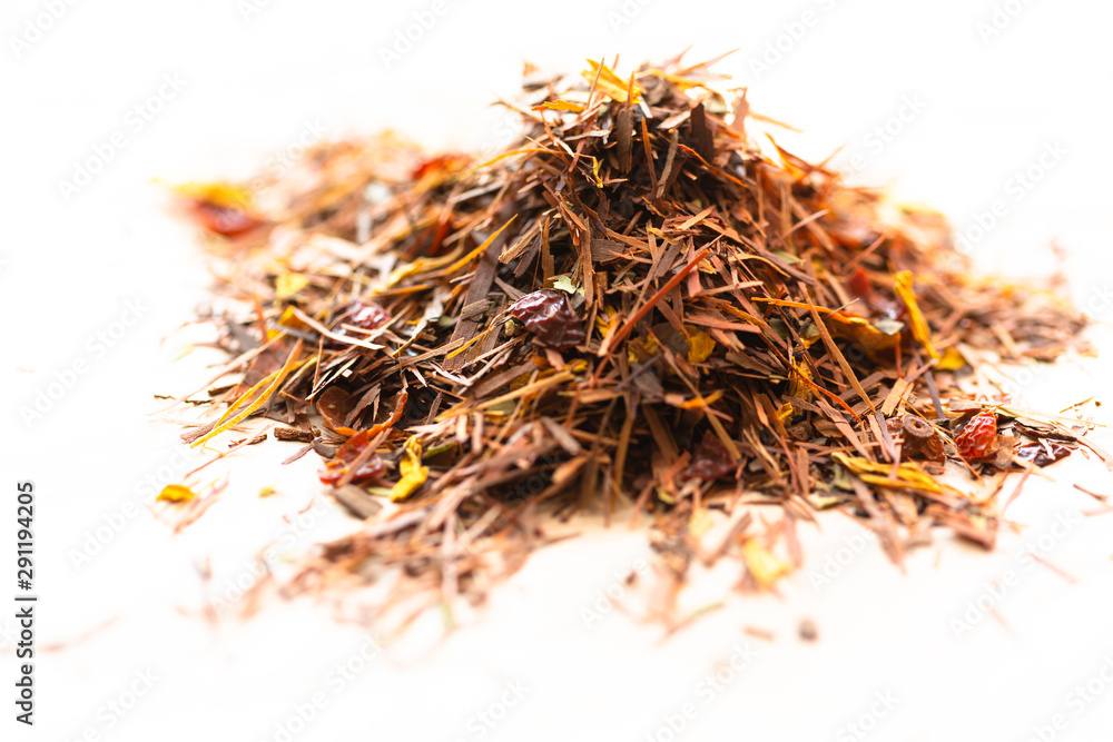 Fototapeta premium Pile of Rooibos tea on white background