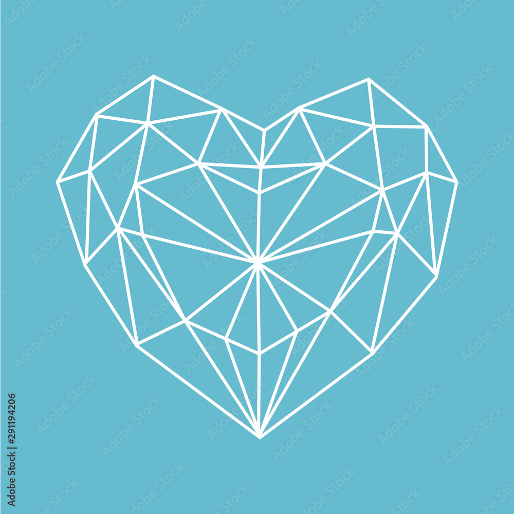 Polygon heart, blue, vector illustration Polygon heart, blue, vector illustration