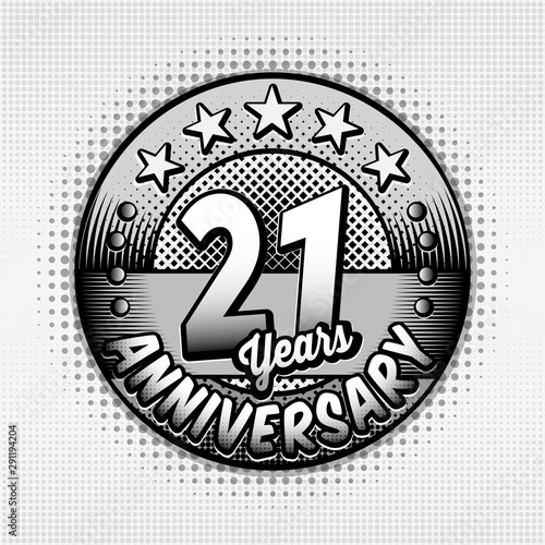 21st anniversary logo. Twenty-one years celebrating anniversary logo. Vector and illustrations. 
